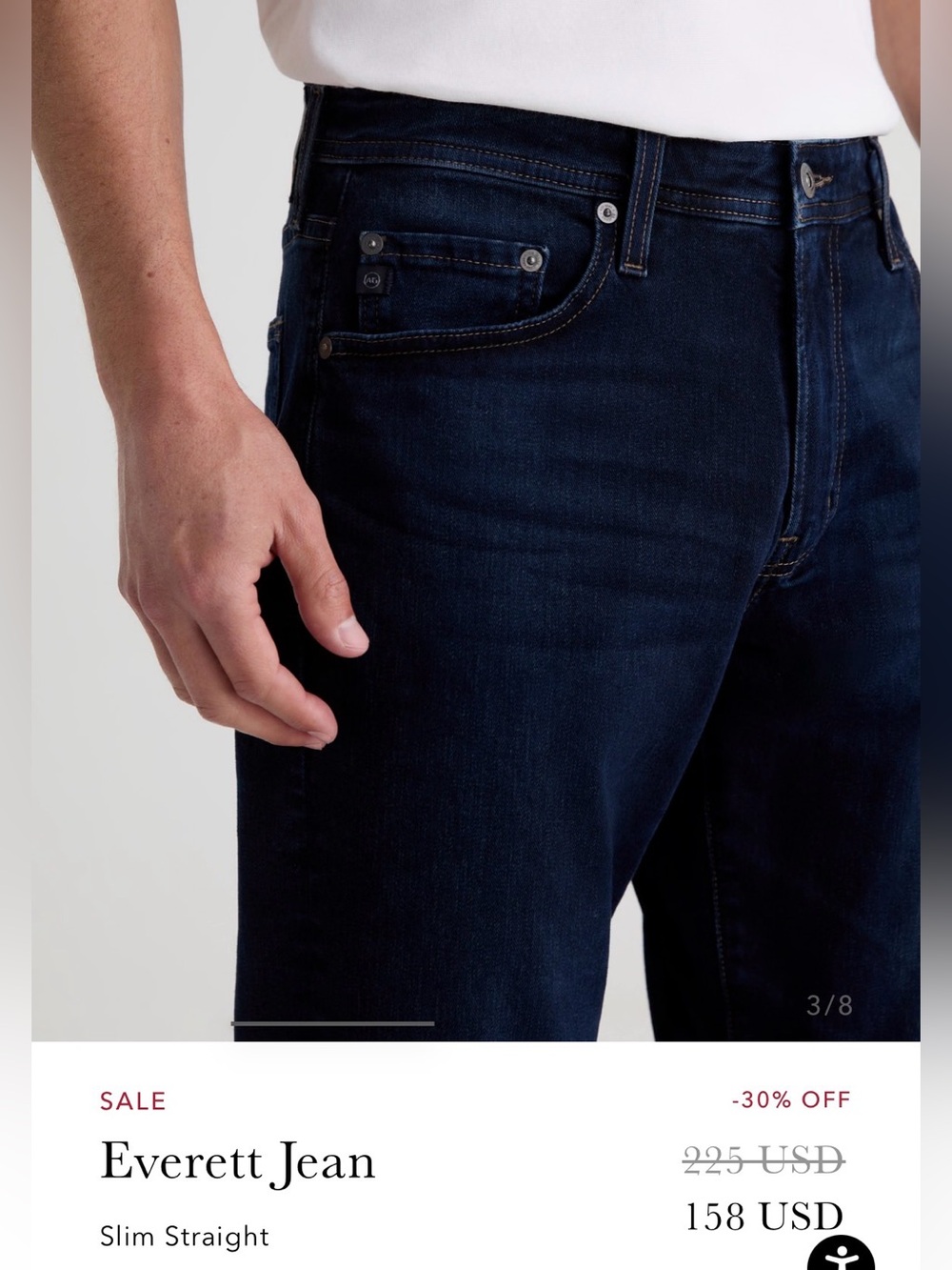 Ag Adriano Goldschmied Men’s Dark  Indigo Straight Jeans